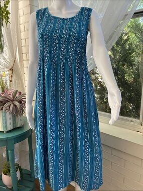 croft & barrow Teal Striped Sleeveless Midi Dress